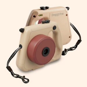 Vista frontal y trasera de correa extensible DoggyPro Elegant beige y marron